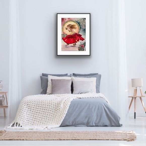 Tip Toe Dancing Upon The Earth Hula Dance Watercolor Art Print AJJ Arts - Picture 3 of 13